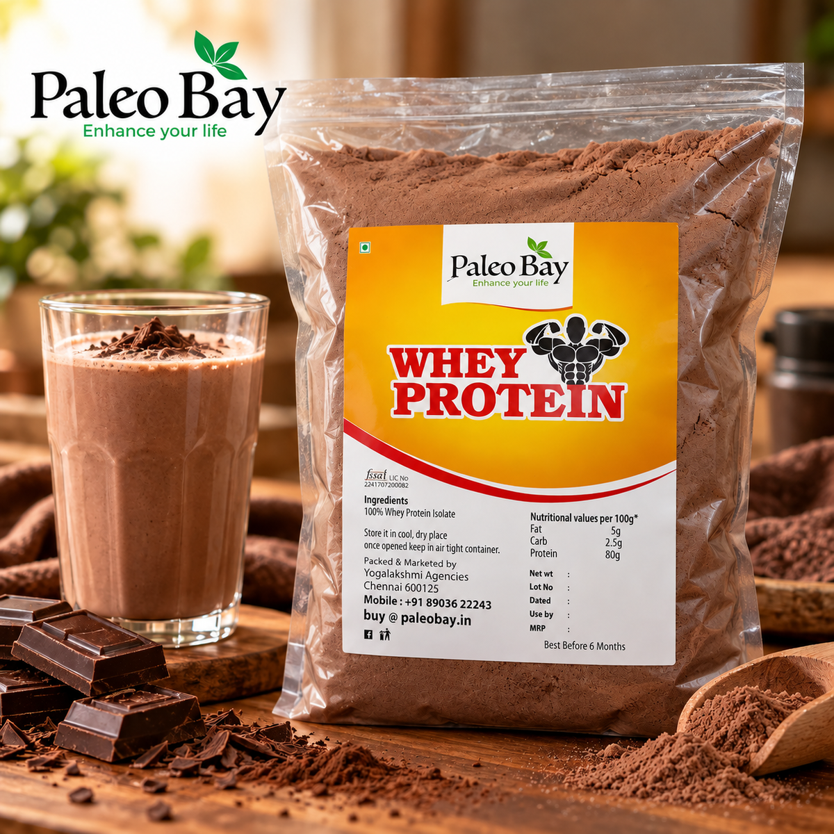 Whey Protein 500g (dark chocolate flavour)